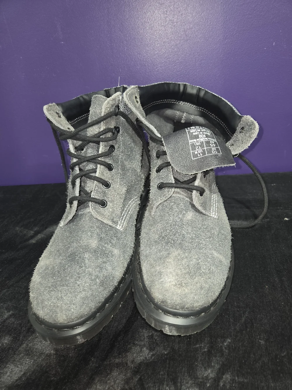 Dr. Martens 939 Stonewashed Hairy Suede GUNMETAL BLACK Mens 11 Boots NEW RARE